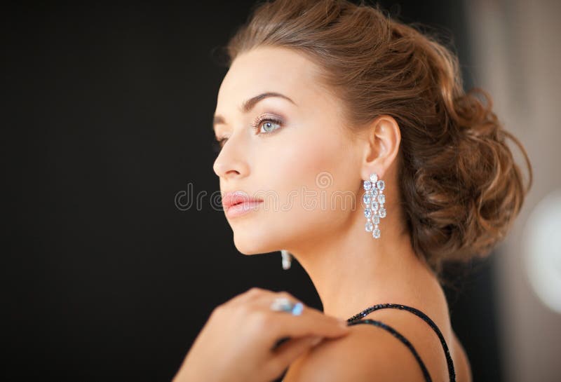 Woman with diamond earrings