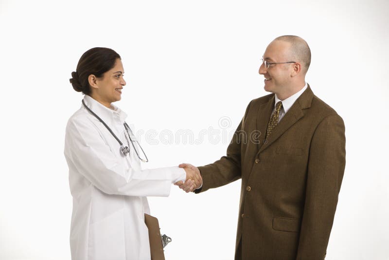 Woman doctor and businessman.