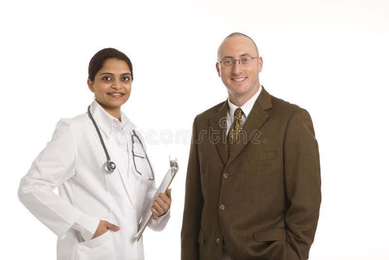 Woman doctor and businessman.