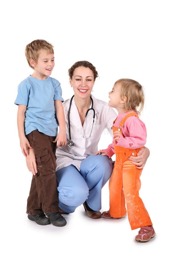 Woman doctor and children