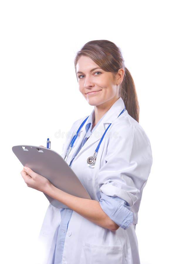 Woman doctor holding chart