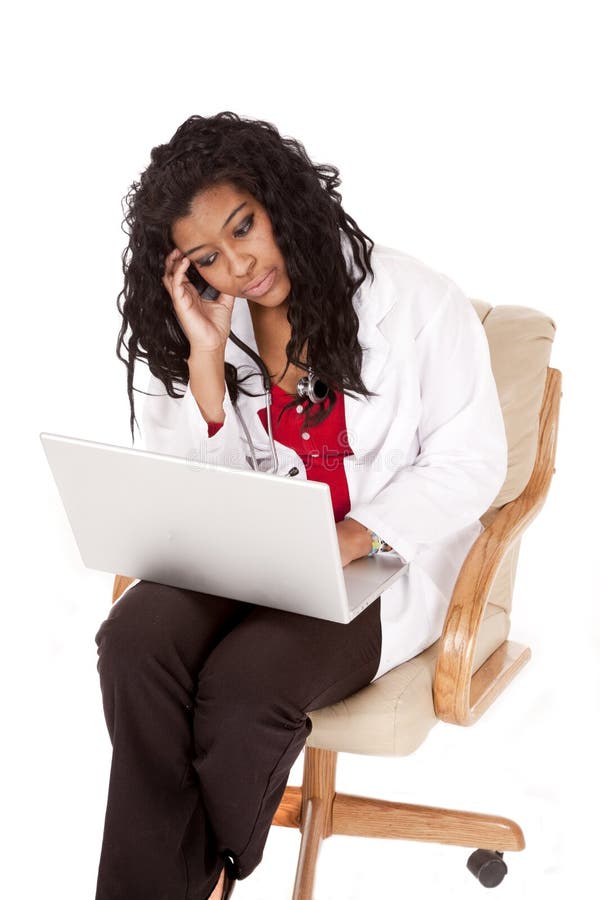 Woman doctor sad laptop