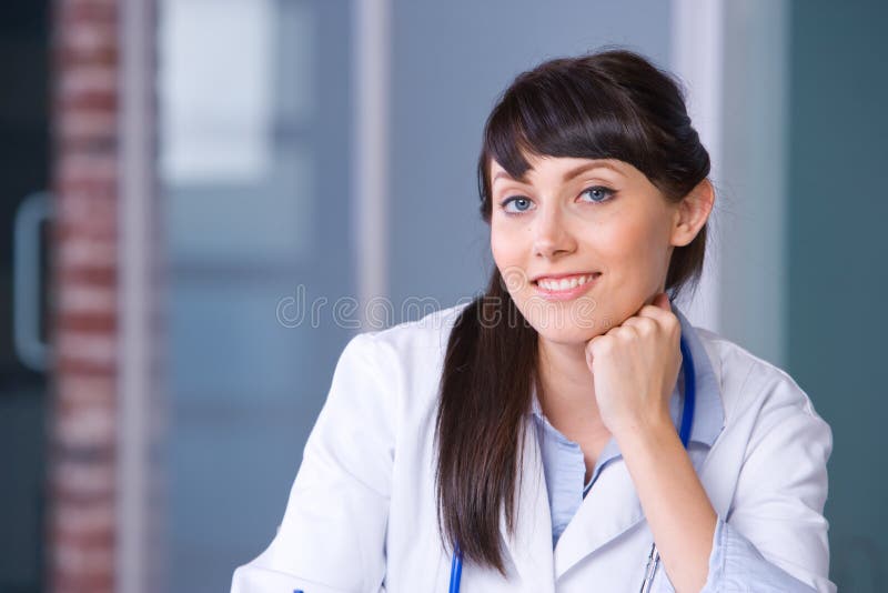 Woman doctor thinking