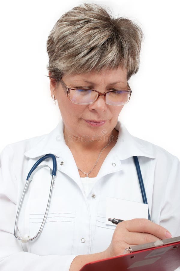 Woman doctor writing a prescription