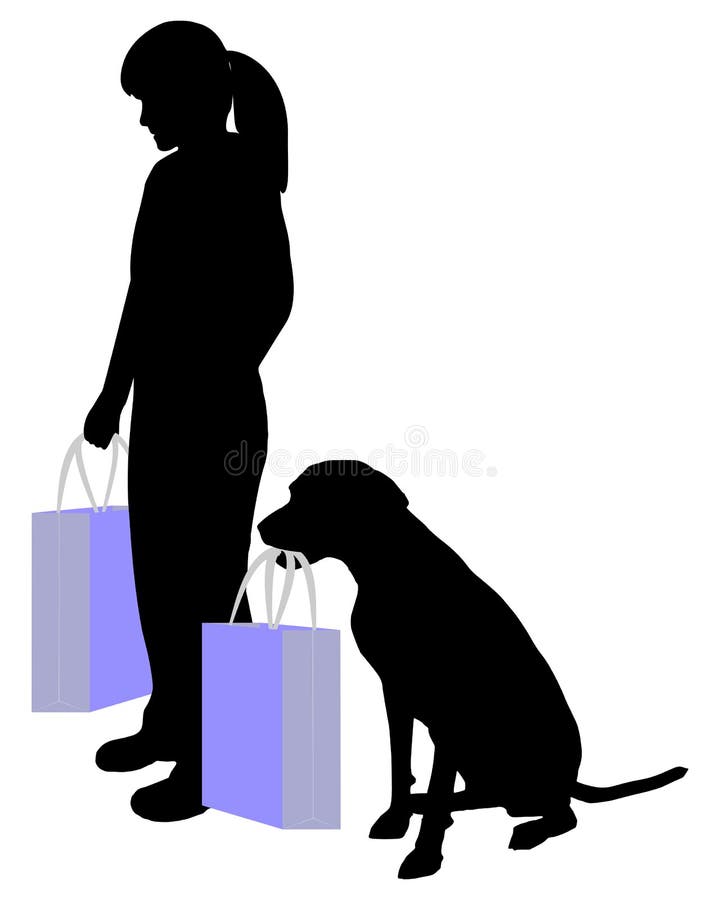 Cute Dog in Shopping Cart for Your Design Stock Vector Illustration