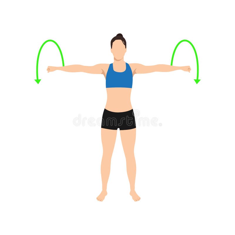 Woman Doing Arm Circles Exercise. Flat Vector Stock Vector ...