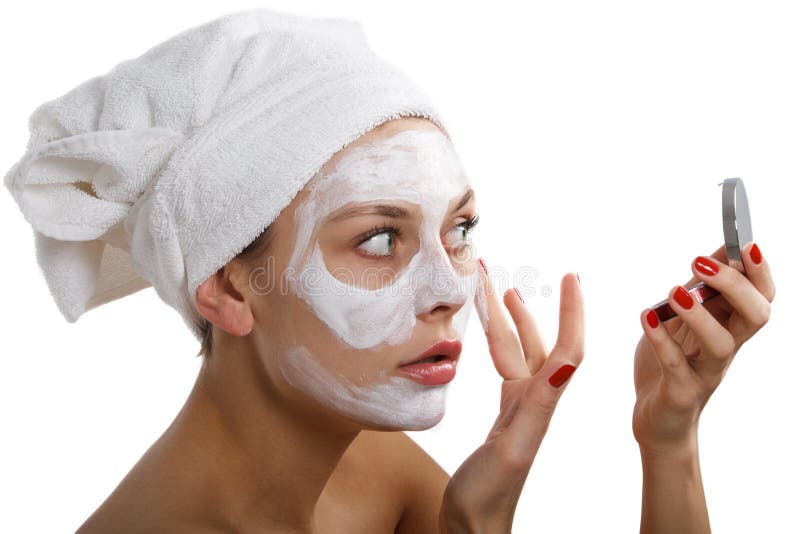 Woman doing cosmetic mask