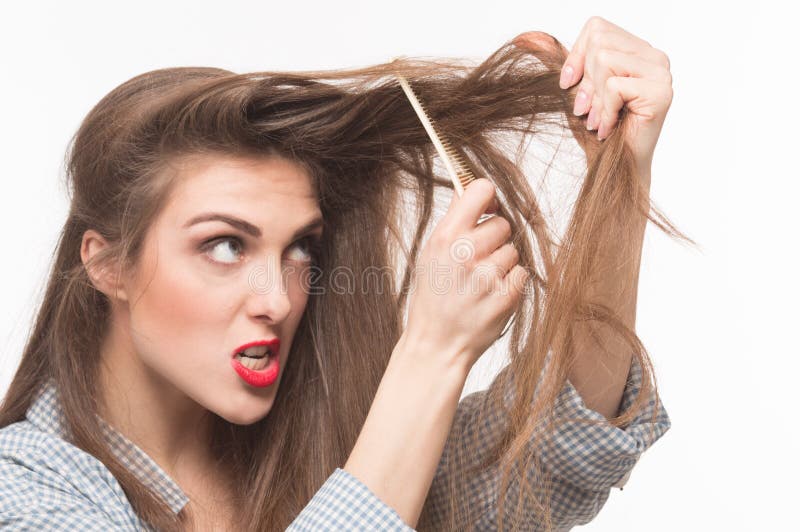 Woman Doing Hairstyle in Studio Stock Image - Image of caucasian, adult ...