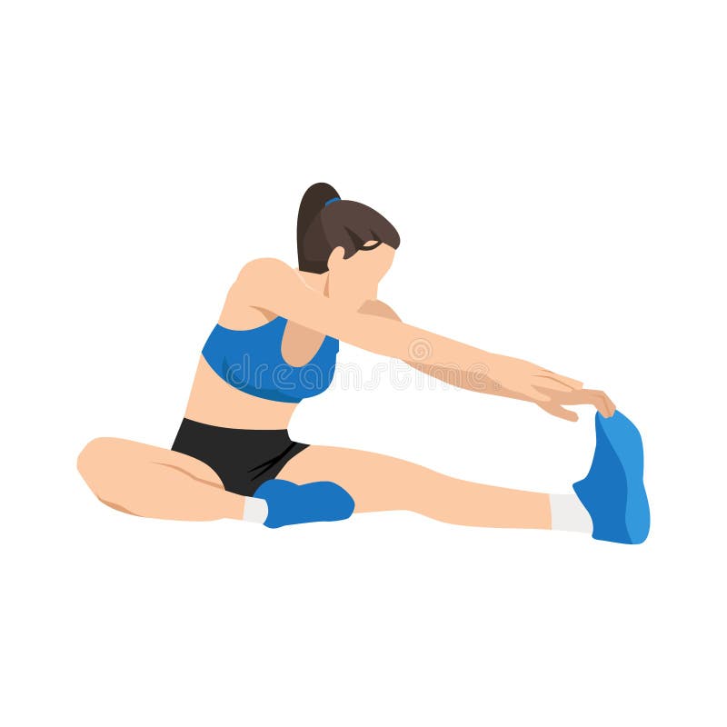 Woman Doing Hamstring Stretch Exercise. Stock Illustration