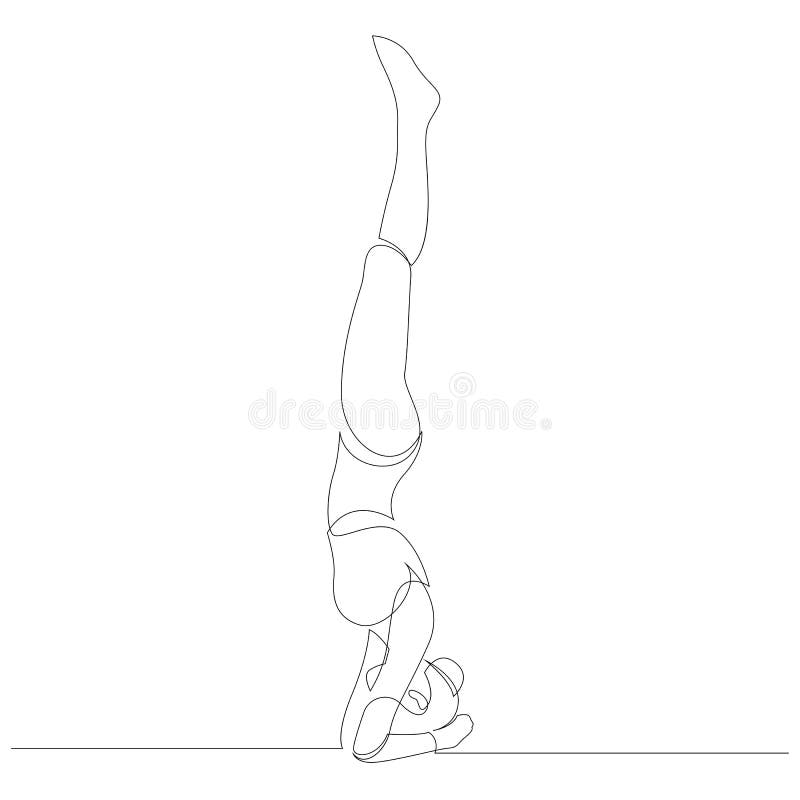 Woman in Shirshasana or Headstand Yoga Pose. Stock Vector