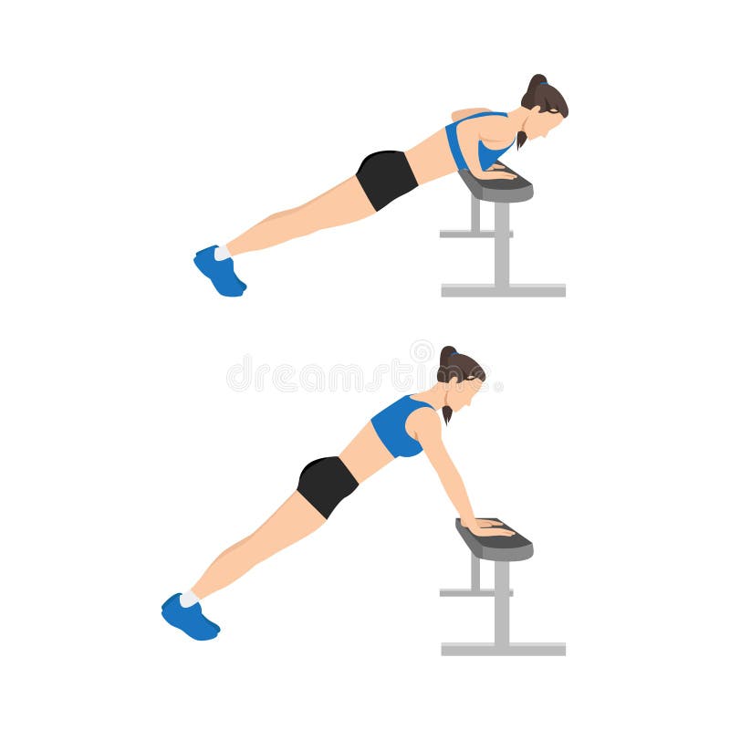 Woman doing Incline push ups exercise.