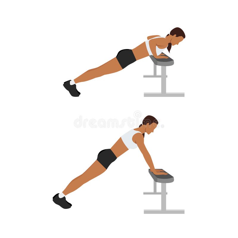 Woman doing Incline push ups exercise.