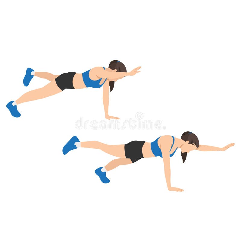 Bird dog exercise to train core muscle in 2 step Vector Image