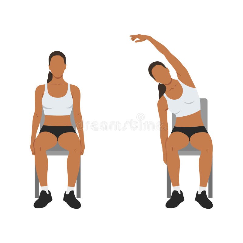 Woman doing Dumbbell side bend exercise. Flat vector illustration