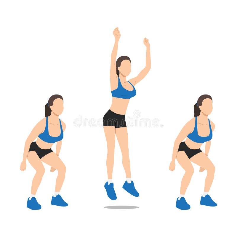 Floor power jumps knee to jump squats exercise Vector Image