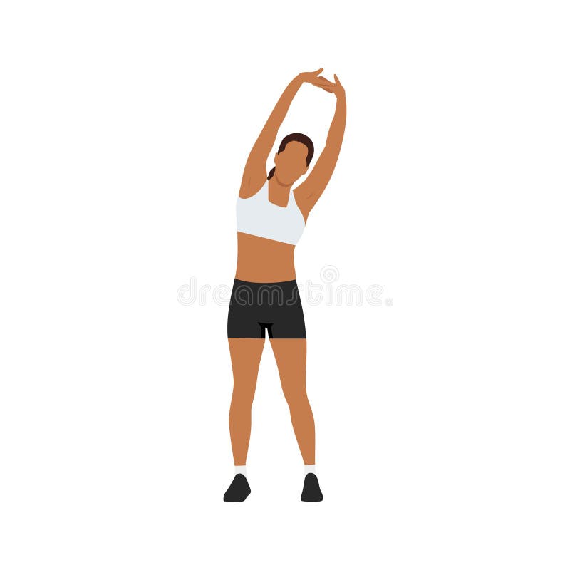 Woman Doing Standing Side Bend Stretch Exercise. Stock Vector -  Illustration of fitness, american: 236783980