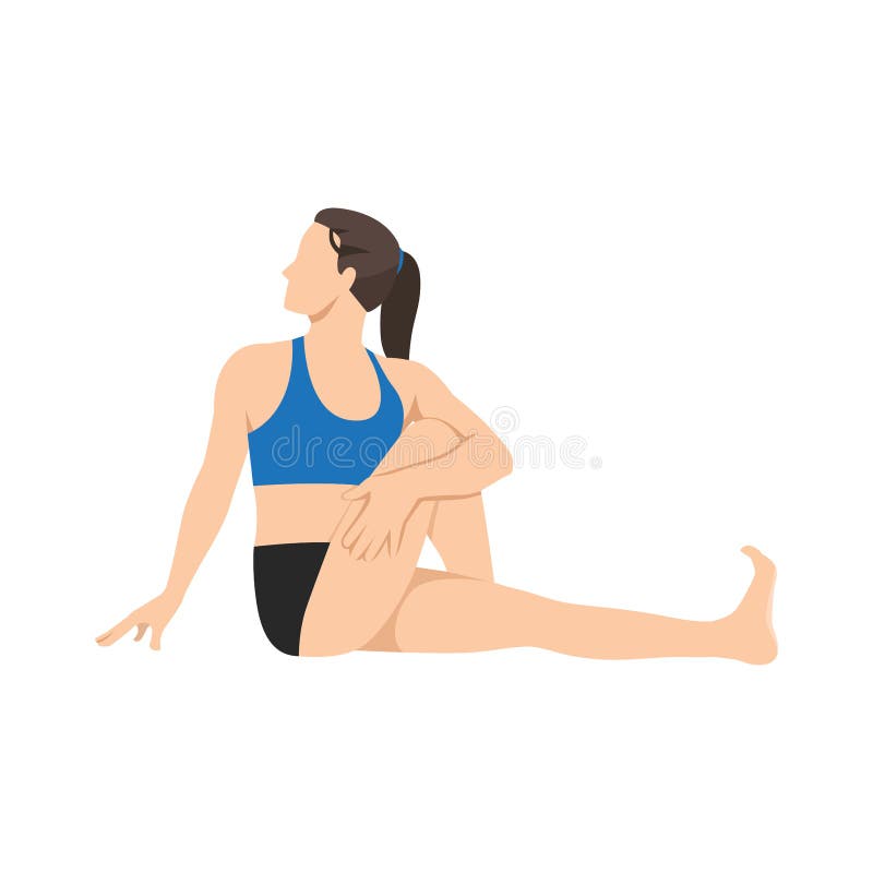 Male and females doing Vakrasana in studio Stock Photo by guillemd