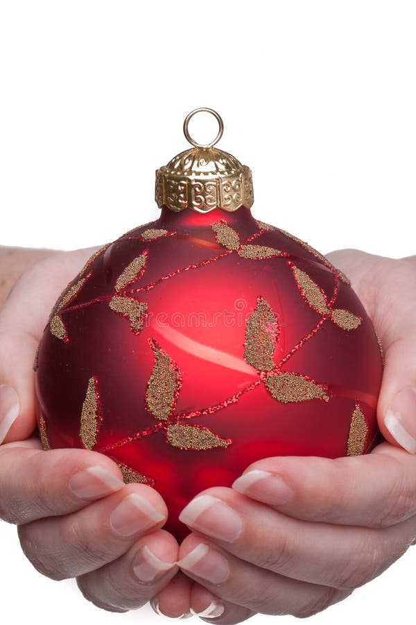 Woman Double Hand Holding a Bauble Stock Photo - Image of white ...