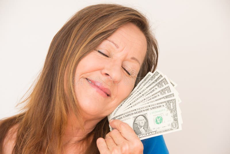 Woman dreaming of dollar money