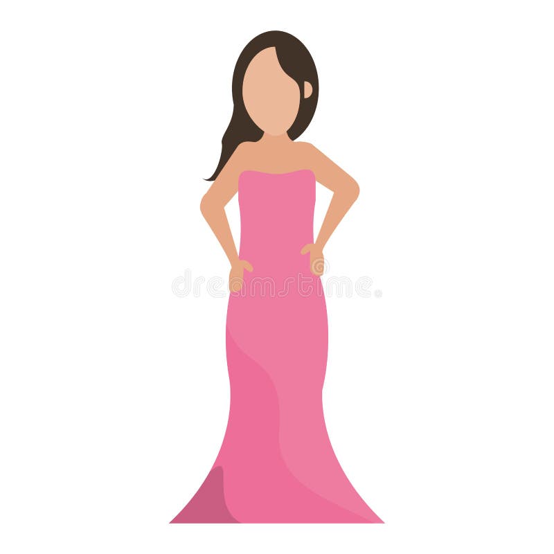 Woman with Dress Avatar in Black and White Stock Vector - Illustration ...