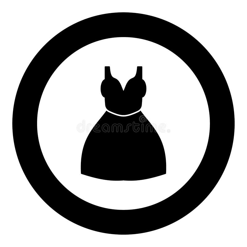 Woman Dress Icon Black Color in Circle Stock Vector - Illustration of ...