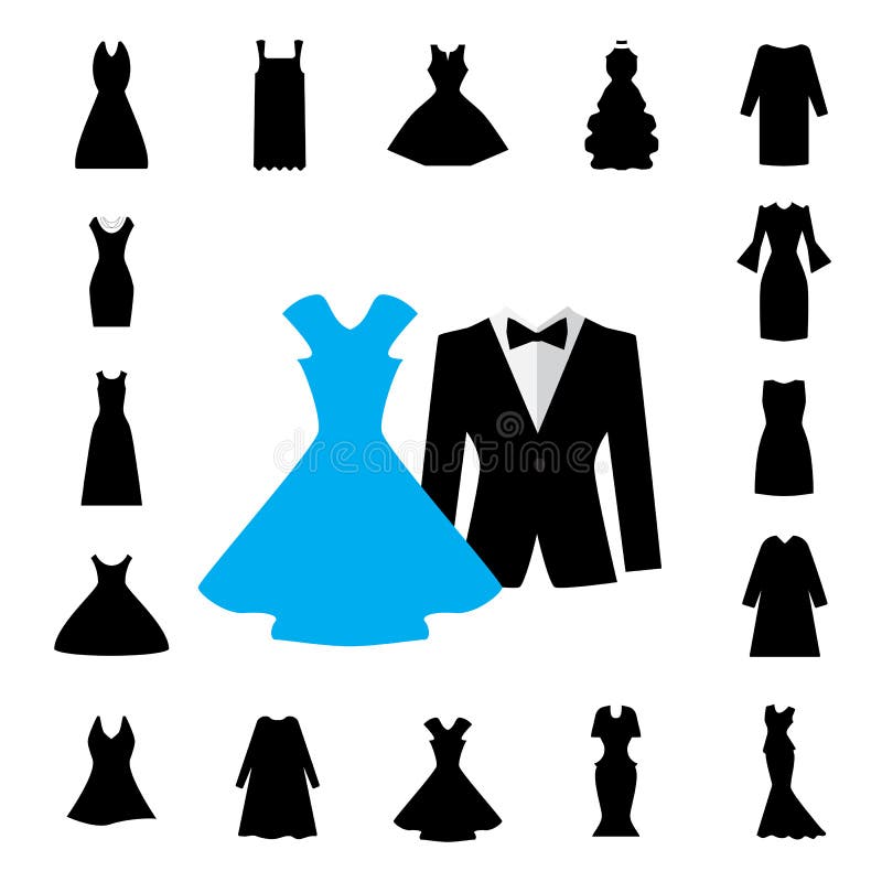 Woman Dress Icon Isolated or Gown Symbol Collection Stock Illustration ...