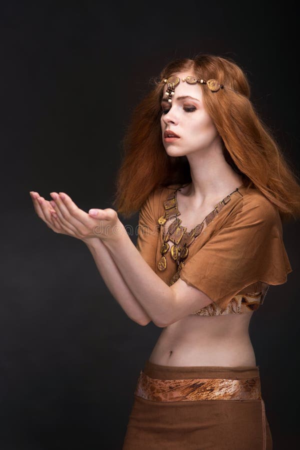 Woman dressed as Amazons stock photo. Image of makeup 83593760