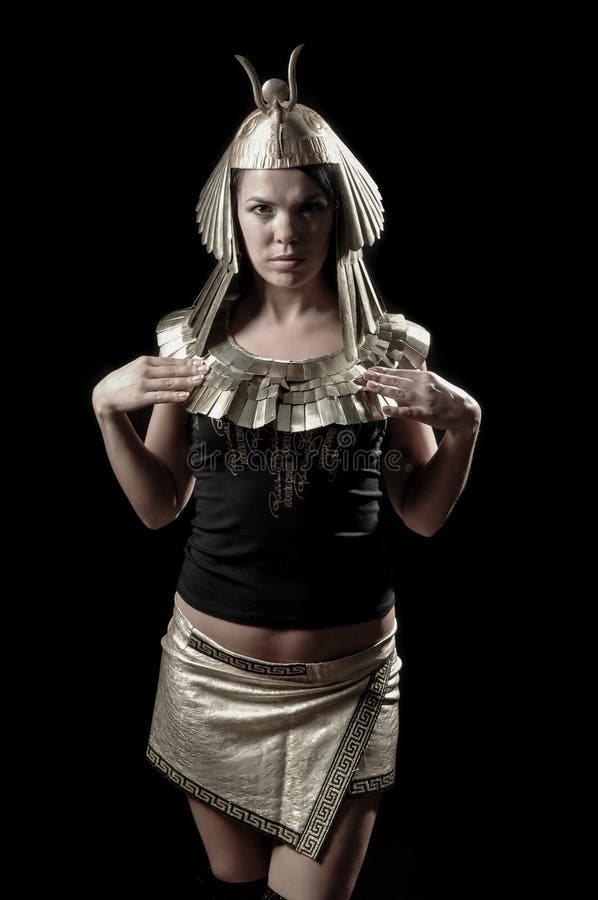 A woman dressed as a pharaoh.