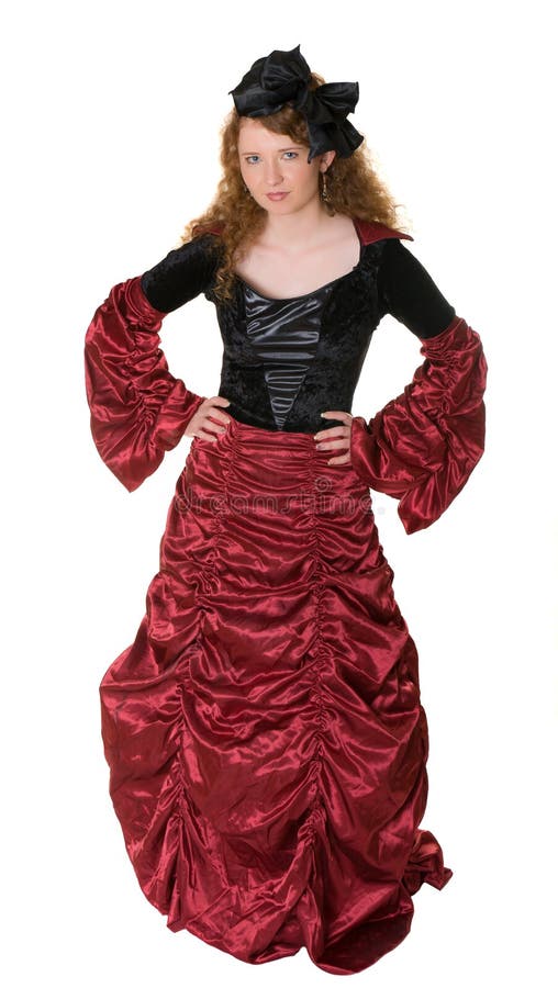 A woman dressed in old-fashioned dress royalty free stock photography