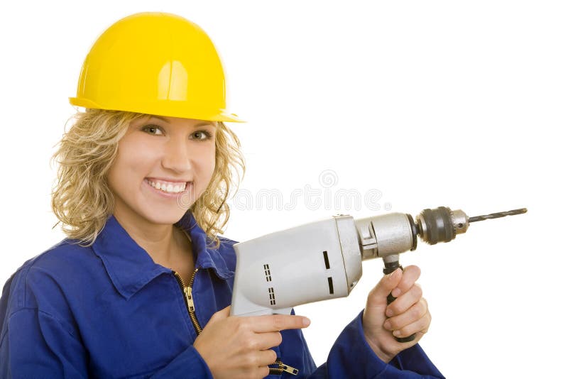 Woman with drill stock images