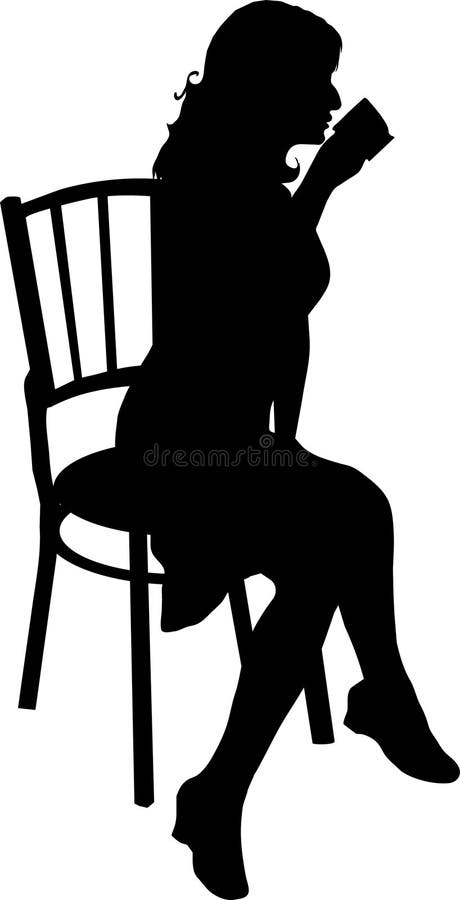 Attractive woman drinking coffee silhouette