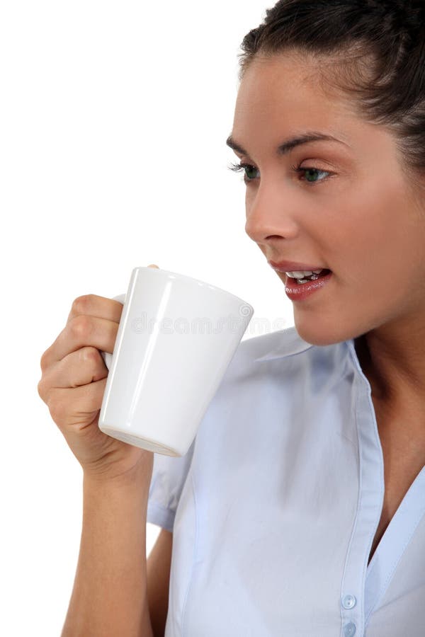 Woman Drinking a Cup of Tea Stock Image Image of droopy, face 30024967