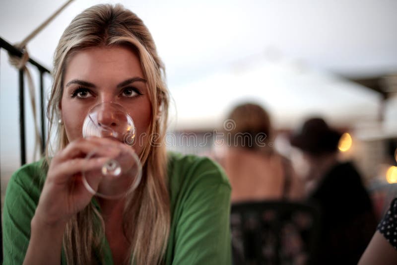 Woman Drinking a Glass of Wine Stock Photo Image of drink, woman