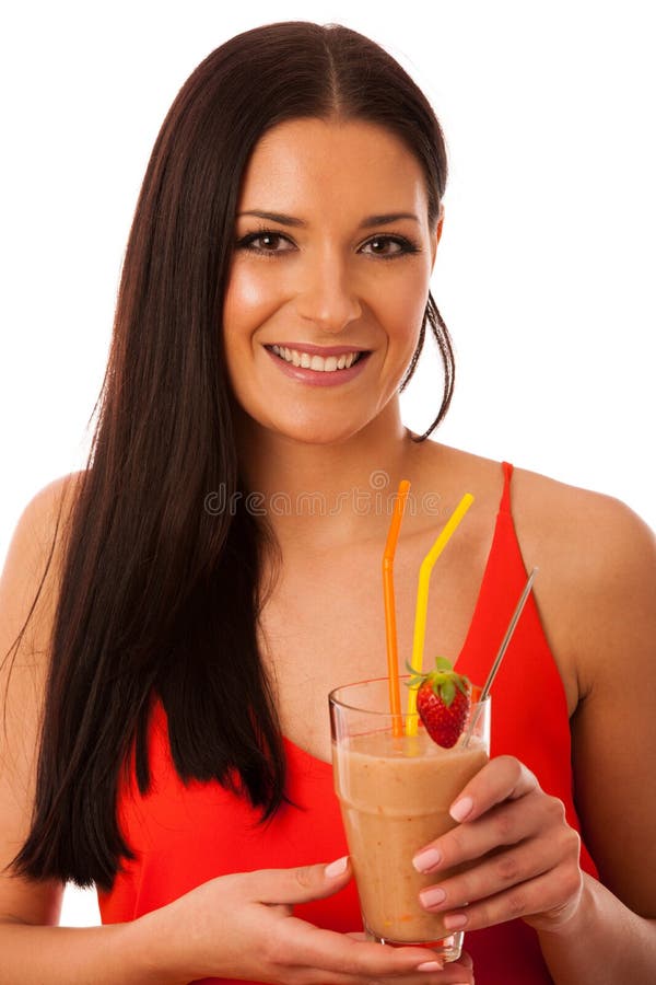 Strawberry Smoothie Refreshing Fruit Meal Healthy Vegetarian F Stock Image Image Of Nuts 