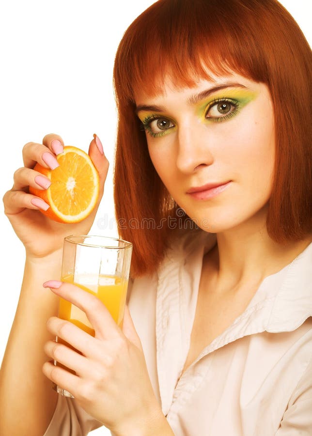 Woman Drinking Orange Juice Close Up Stock Photo Image of human