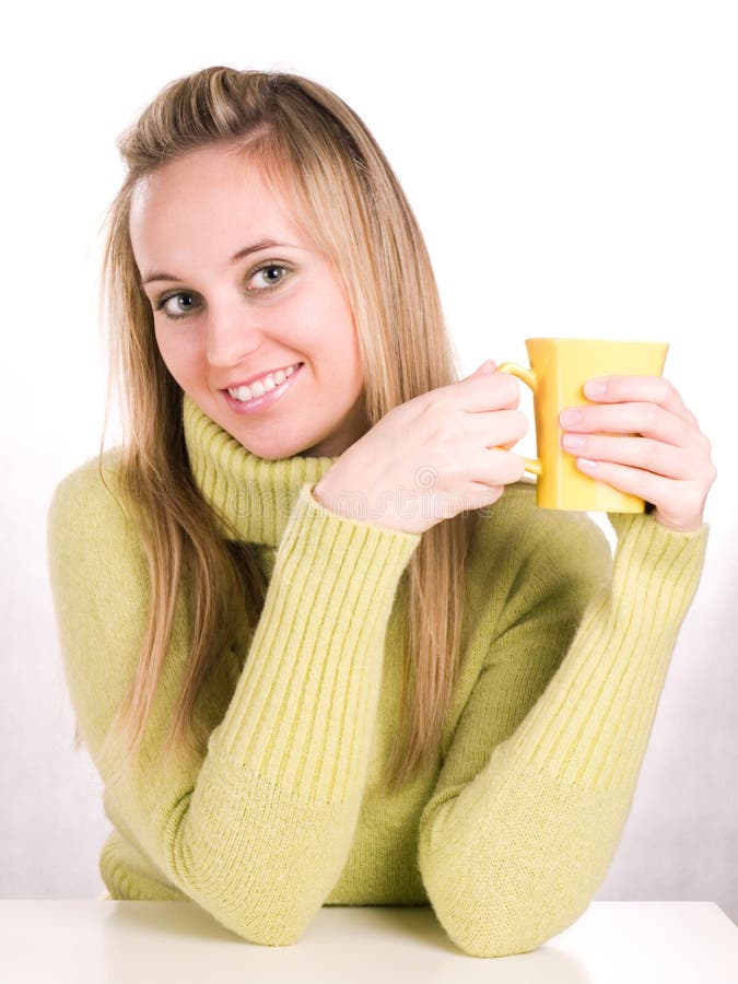 Woman is drinking a tea