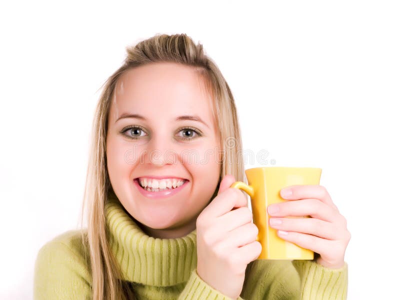 Woman is drinking a tea