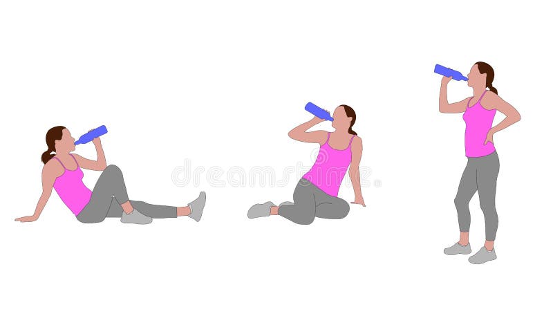 Woman drinking water stock illustration