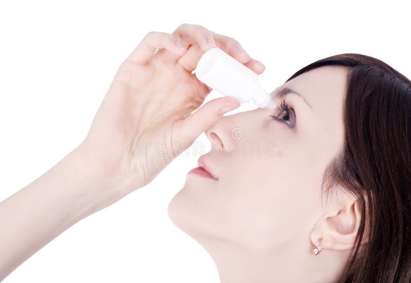 Woman drip eye with eyes drops