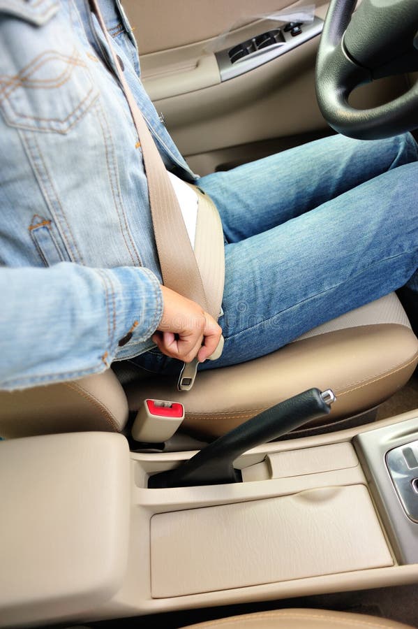 Woman Driver Buckle Up The Seat Belt Stock Image - Image Of Inside ...