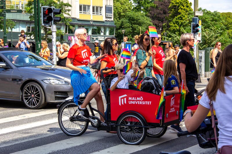 Rainbow Cyclist In Solstice Parade Editorial Stock Image 