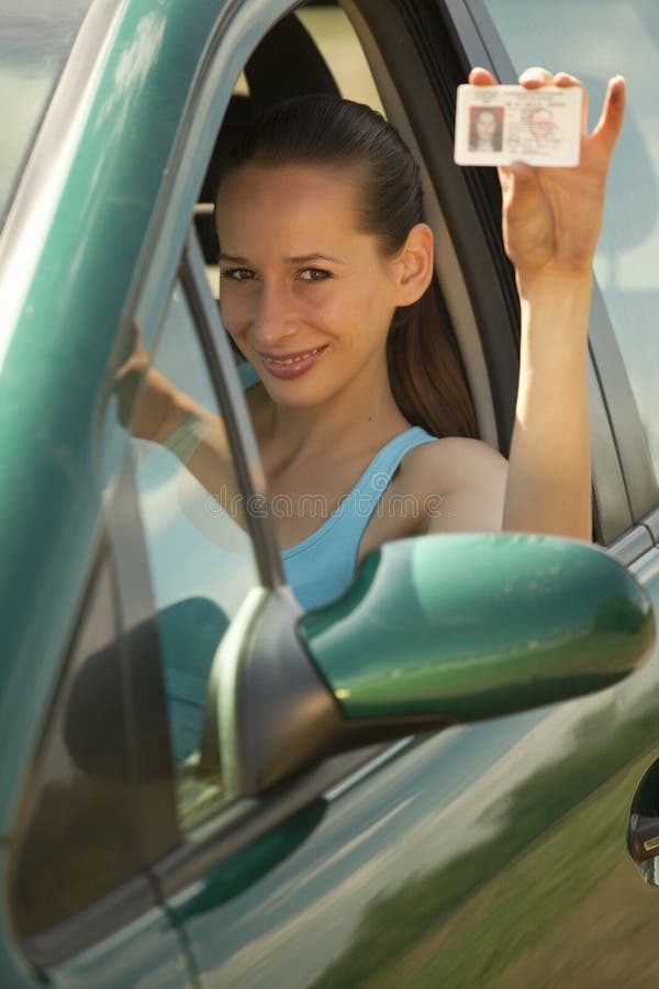 Woman with driving permit