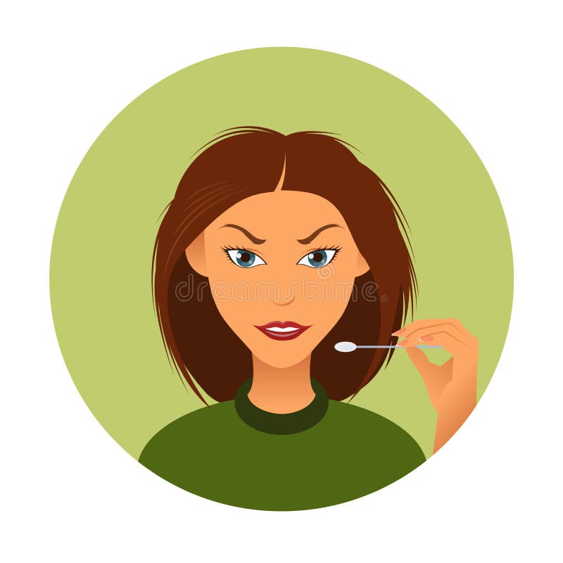 Man Cleaning His Ears Using A Tool Stock Vector Illustration of