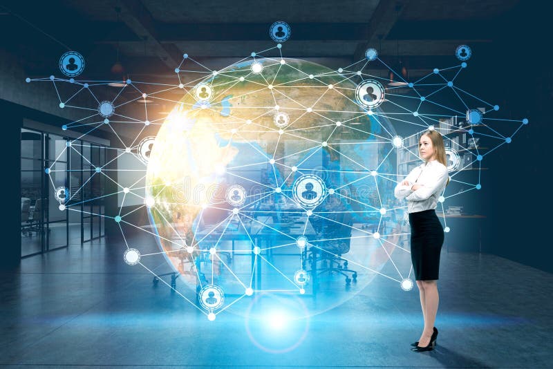 Woman, Earth and network royalty free stock photos Woman, Earth and network royalty free stock photos