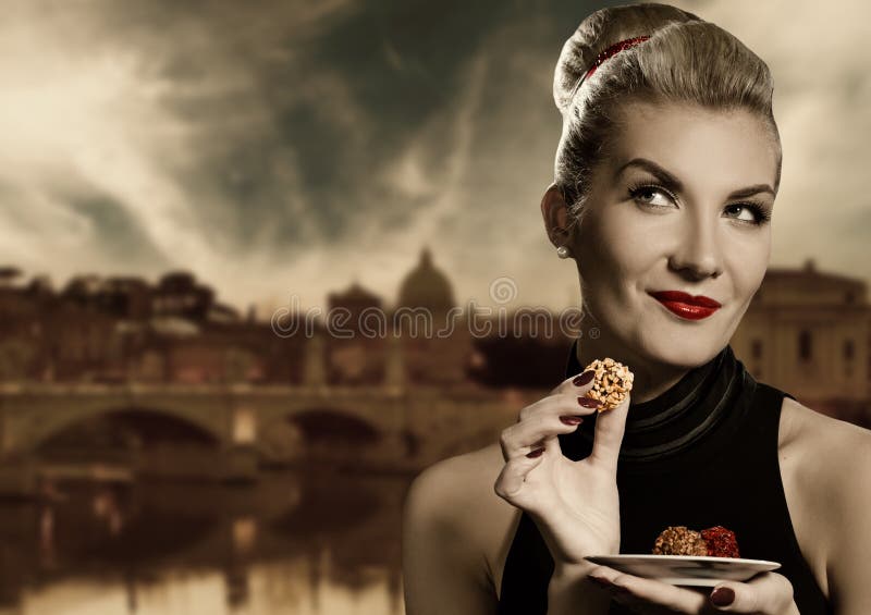 Woman eating chocolate