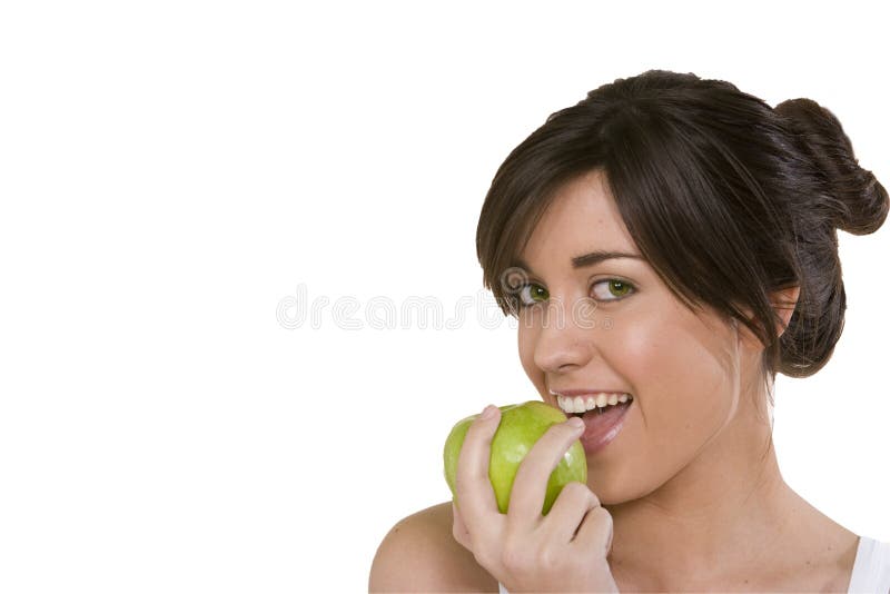 woman eating granny apple