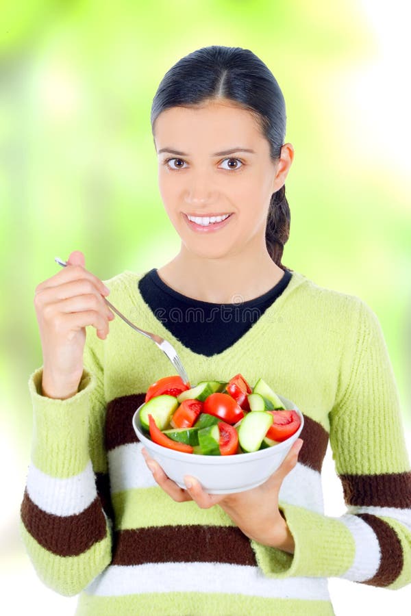 Woman eating healthy food