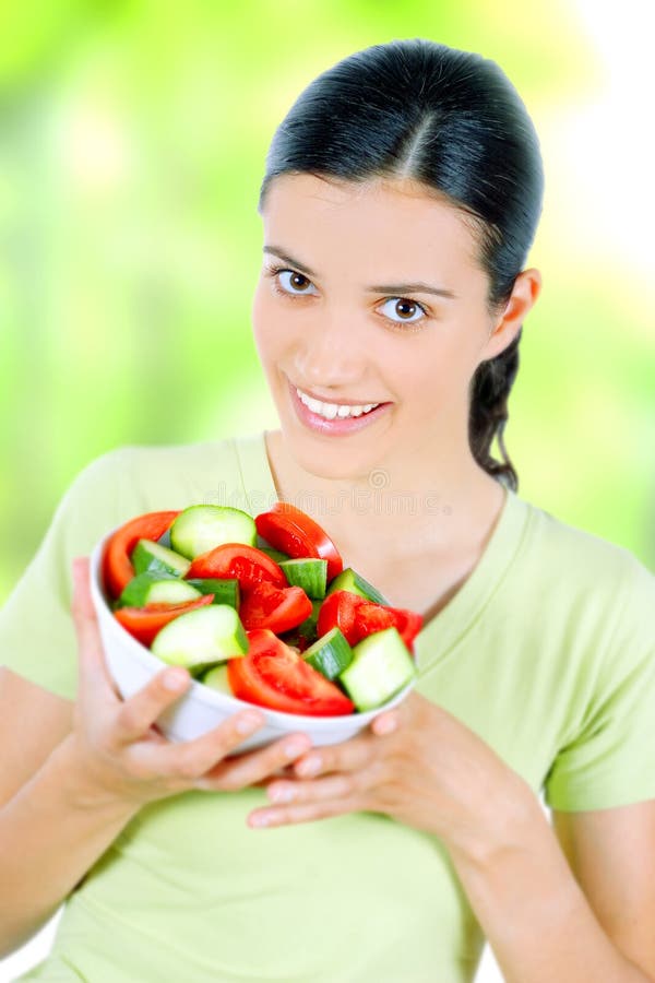 Woman eating healthy food