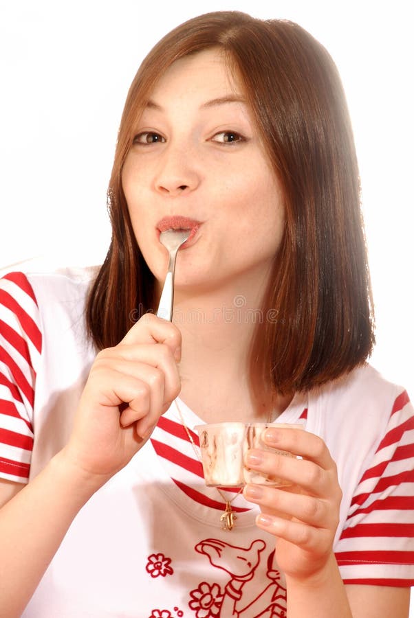 Woman eating ice cream