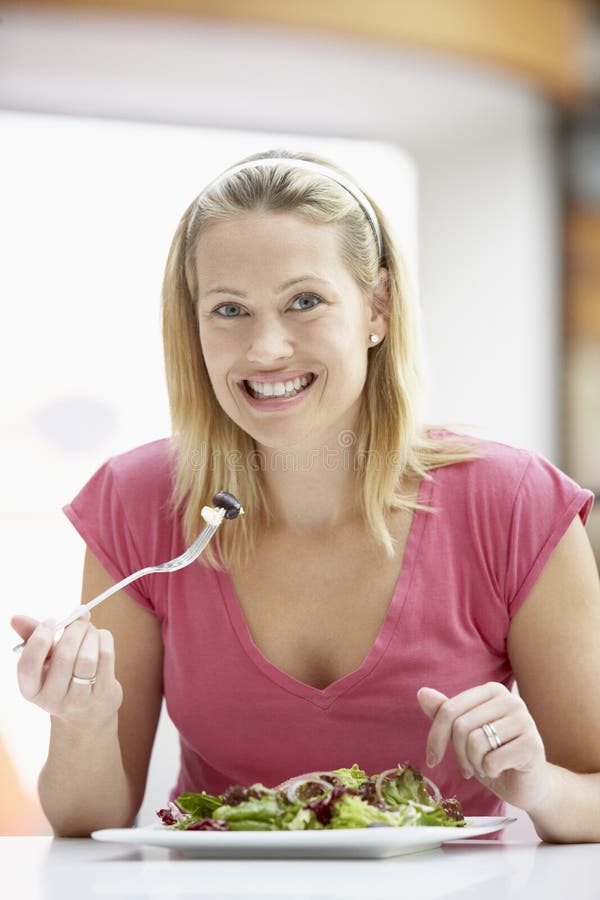 Woman Eating Lunch At A Cafe Stock Photo Image 8688280